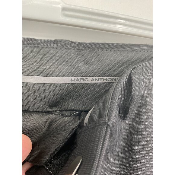 Marc Anthony Mens Gray Shadow Striped Suit Jacket 42R Wool Pants 36x32 - Picture 10 of 16